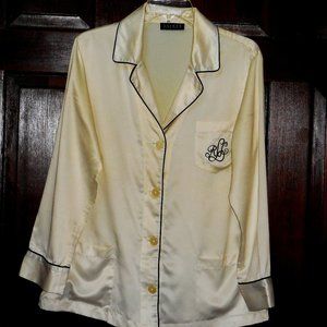 Lauren Ralph Lauren Ivory Pajama Top with Black Trim